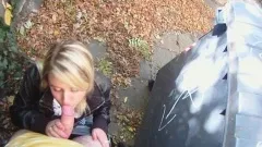 Cute blonde gets talked into relieving his cock of its juices outside