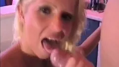 Gorgeous blonde babe takes a big dick into her tight little pussy