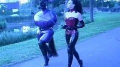 Mistresses let out their slaves so they can pull their carriage