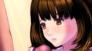 Facialized anime schoolgirl gets tiny cunt smashed