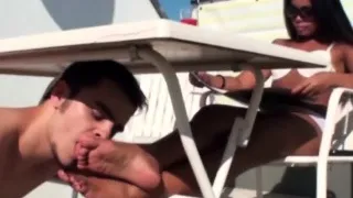 Young Mistress order slaves to lick their feet