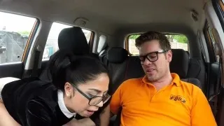 Very cute driving student fucks outdoor