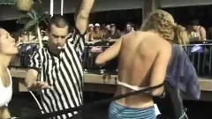 Spring break sluts have fun boxing and flashing at a big outdoor party