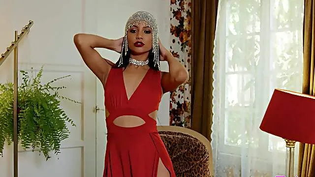 Glamorous Veronica Rodriguez settles in for upscale solo self-pleasure