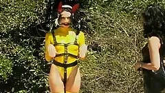 Gorgeous vixens in extravagant outfits are having exciting sex party