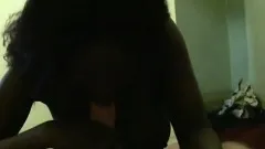 Amiable bimbo with dark pussy is sucking and banging white schlong