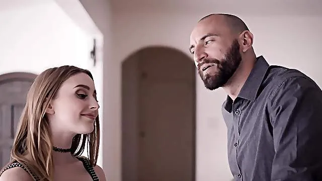 Teen babe screams a lot while step daddy humps her merciless