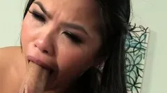 Sexy Asian teen Cindy Starfall sucks and strokes a big prick to orgasm