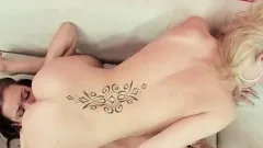 Alyssa and friend eat pussy, double dildo fuck and lick it to cum