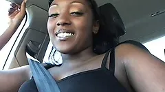 Ebony hottie with a fabulous booty finds pleasure in a big white cock