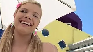 Cute petite blonde takes amateur dick