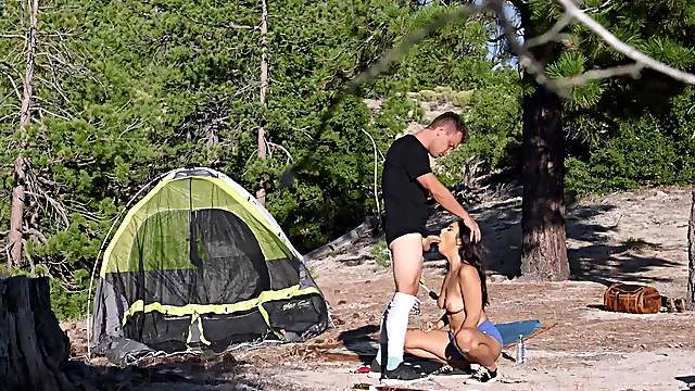 Camping trip comes with good fucking from step daddy