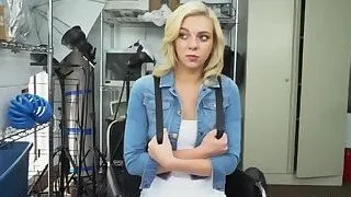 Ditzy blonde moans with pleasure when directors big black cock drills her