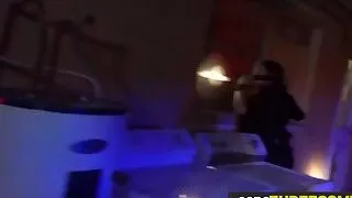 Private property trespasser gets his cock serviced by horny milf cops