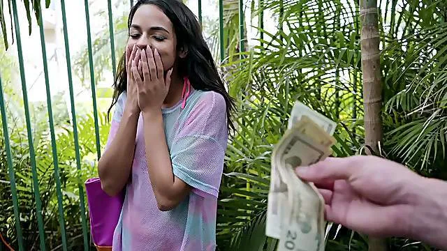 Girl receives good cash to suck dick and get laid on cam