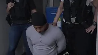 Slutty cops take purse snatcher for a hot banging in their private spot