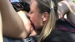 Playful lesbian hens make their holes wet and put fingers inside