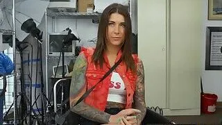 Gorgeous beauty is coerced by director into taking his big black cock