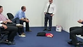 Horny coworkers meet up with their gay boss at his office for hot sex