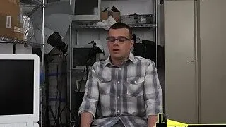 Nerdy guy with glasses gets his asshole squashed by director