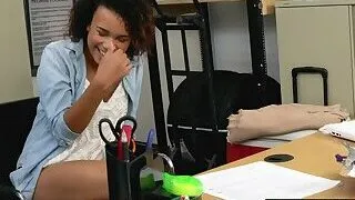 Ebony cute pornstar needs the job of black casting agent with huge cock