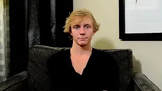 See hot gay jock Evan sliding his hard twink cock into