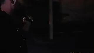 Queers in uniform like dark places for outdoors interracial threesome on the job