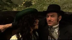 Cowboy bangs a trampy brunette broad for a ride on his wagon