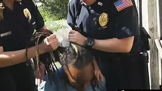 Milf cops deep throat artist before riding on his big black cock