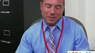 KINKY manager fucks worker with a FAT DILDO