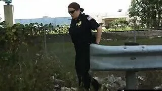 Black tattooed robber getting law by its pussy