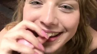 Taboo teenager covered in cum after blowjob