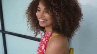 Braless busty ebony teen blows stranger