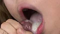 He puts his feet over his head while she tosses his salad and swallows his cum