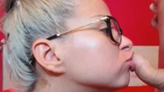 Gorgeous Amateur Blonde Tasteful Blowjob with Glasses