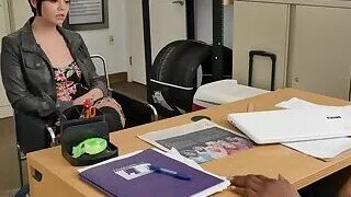 Big booty chick gets her cunt expanded by directors big black cock