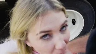 Badass blonde blows for money in public