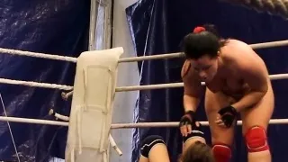 Lesbian domina wrestling with pretty babe
