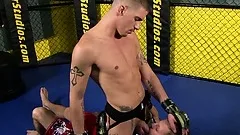 MMA fighters sparing in the cage, instead of uncle he yells cock