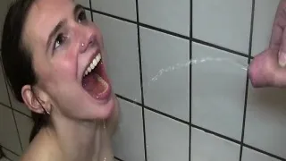 Fisting and pissing on insatiable teen slut