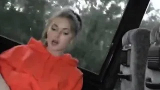 Crazy blonde cutie masturbates on public bus