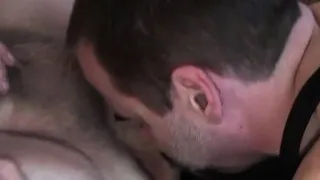 Leather fetish bear rimming ass while jerking