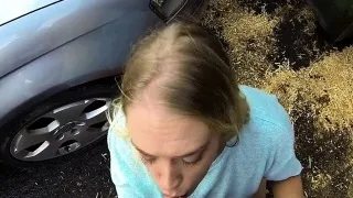 Blonde got fucked outdoor by cop
