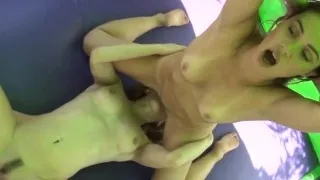 Outdoors lesbians playing before toying