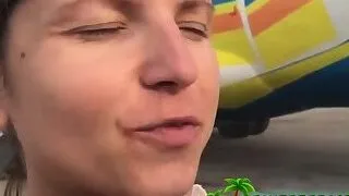 Model gets banged hard by horny photographer in public showers