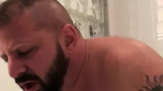 Inked top bear assfucking in the shower
