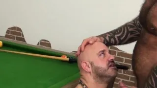 Buff inked bear cumspraying cub in mouth