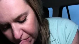 Milf fucks on backseat in public