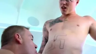 Daddy Joe doesnt hesitate swallowing inked jocks cock