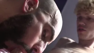 Bald inked straighty railing bottoms ass